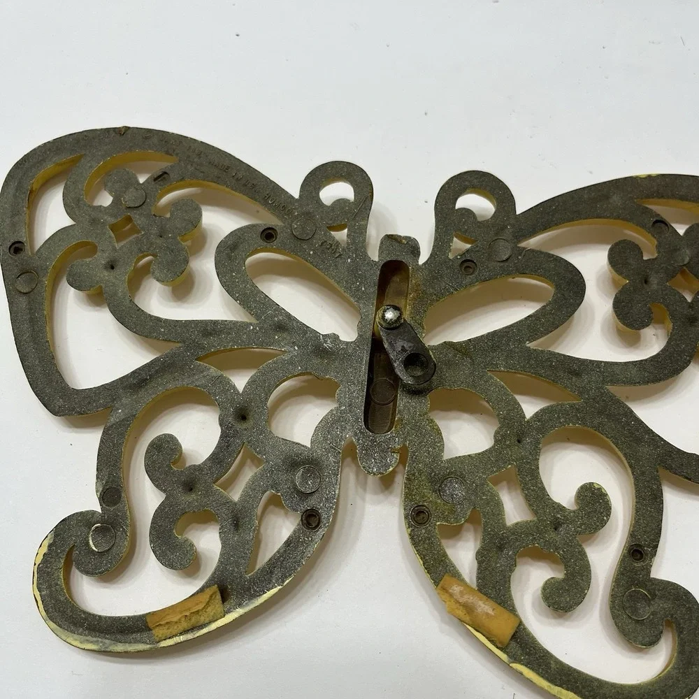 Vintage Syroco Homeco Butterfly Wall Hangings 1978 Faux Rattan Yellow 9.5